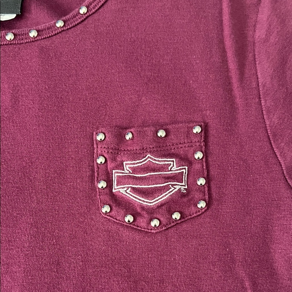Harley Davidson Studded Baby TShirt Burgundy Size Large